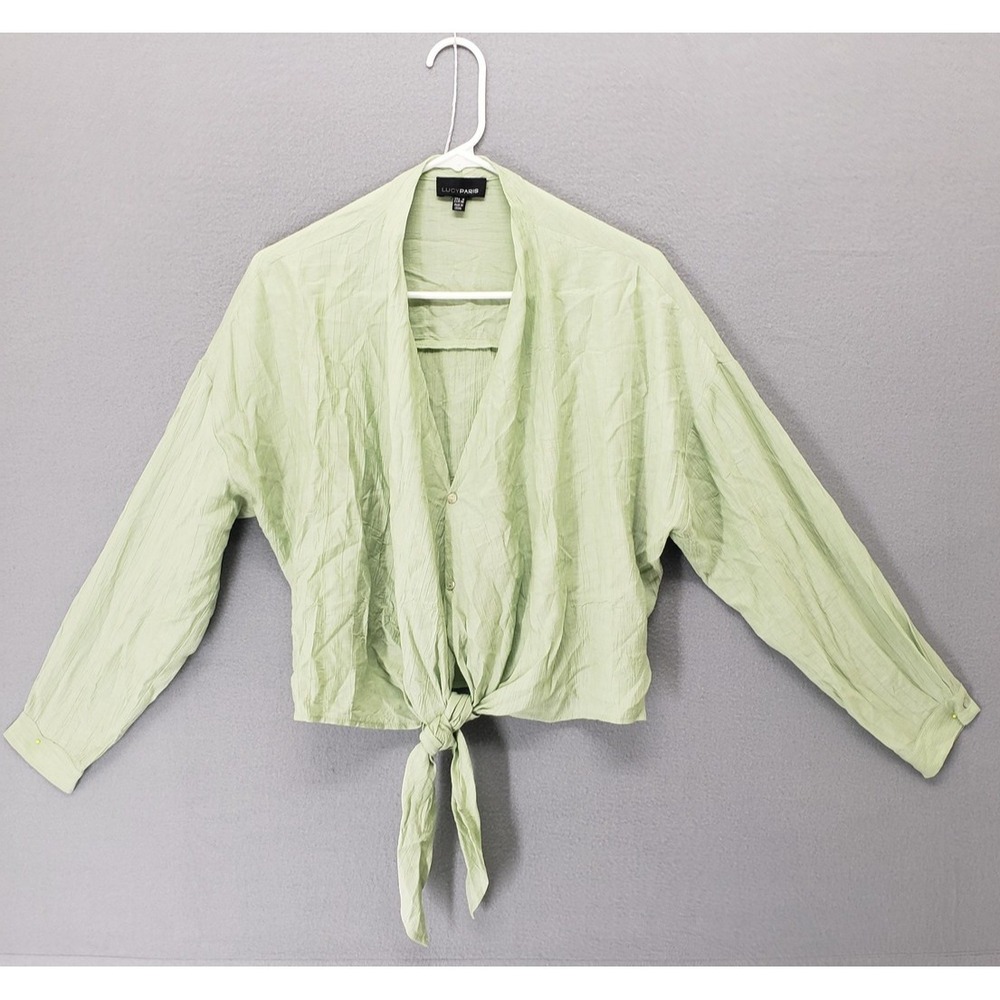 Lucy Paris Blouse Womens Small Button Tie Front Long Sleeve Lightweight Top